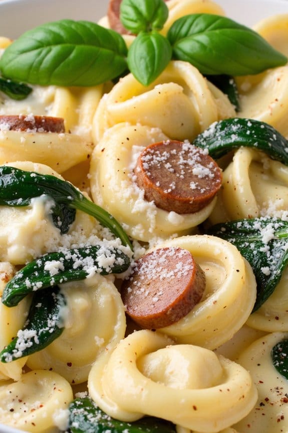 creamy sausage and spinach tortellini