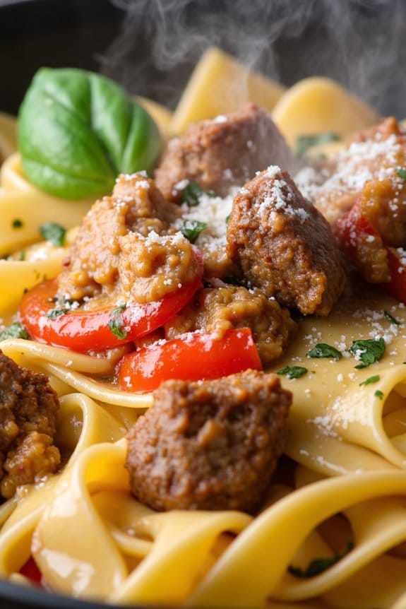 creamy sausage fettuccine delight