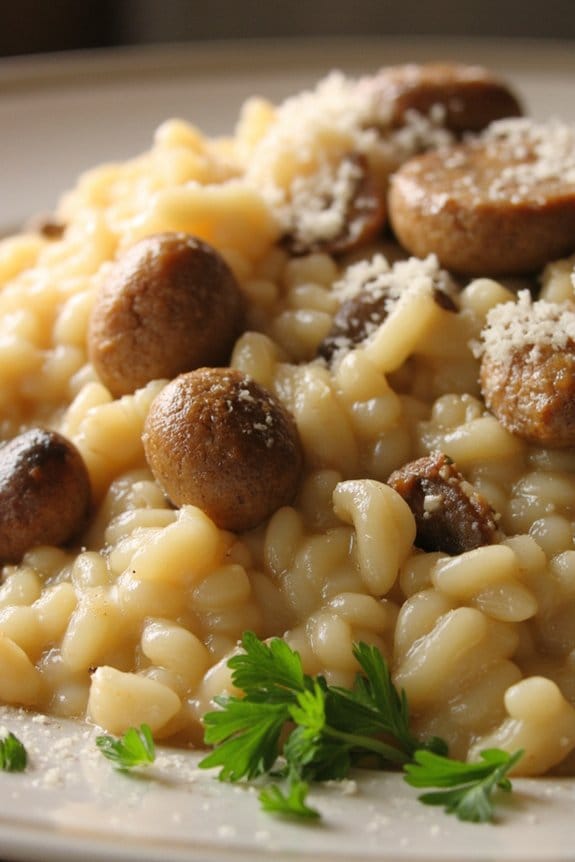 creamy sausage mushroom risotto