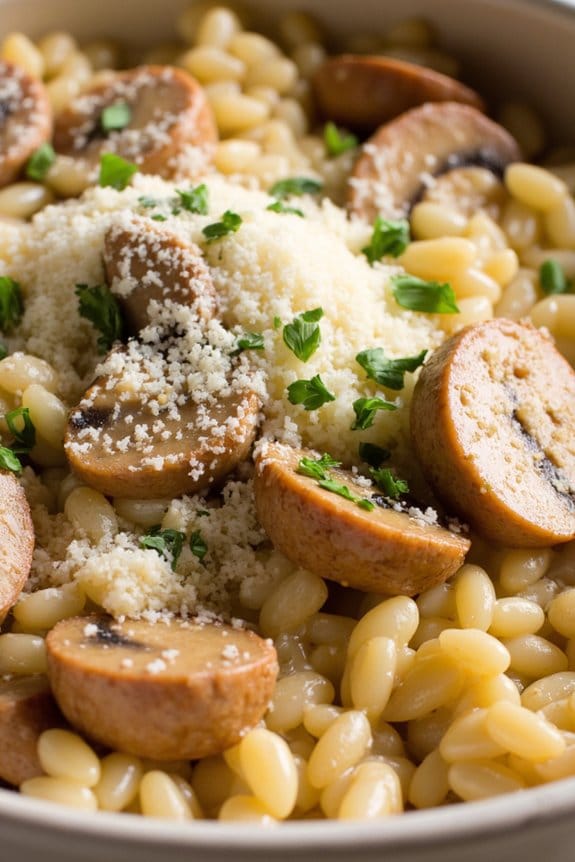 creamy sausage mushroom risotto