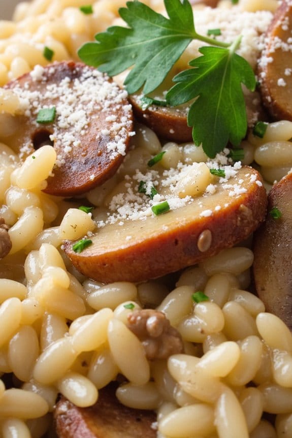 creamy sausage mushroom risotto