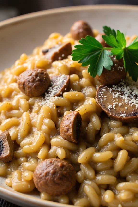 creamy sausage mushroom risotto