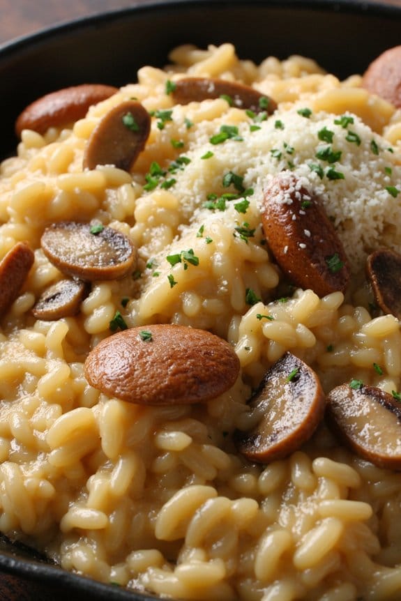 creamy sausage mushroom risotto