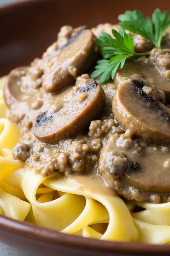 creamy sausage mushroom stroganoff
