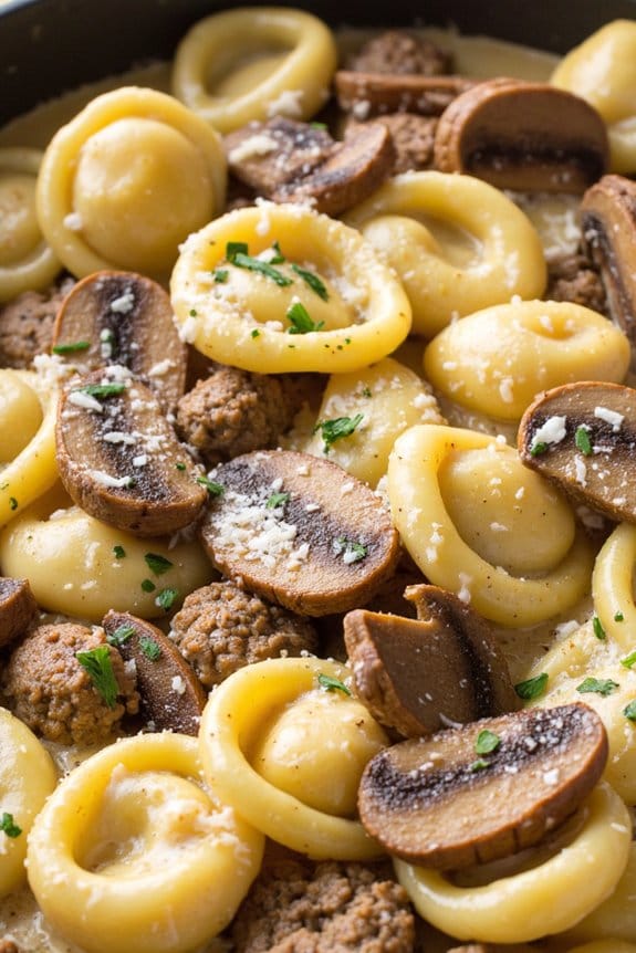 creamy sausage mushroom tortellini