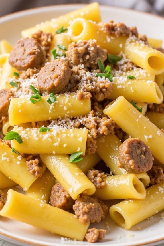 creamy sausage rigatoni dish