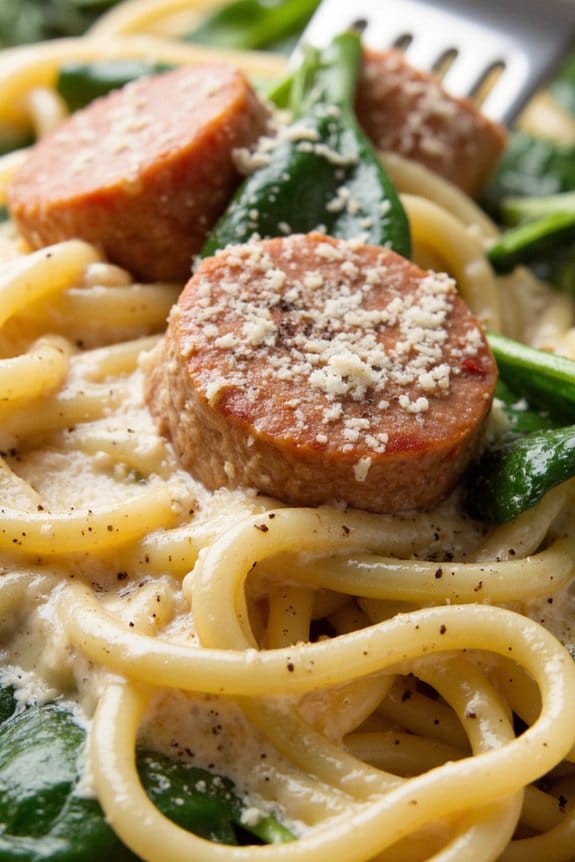 creamy sausage spinach pasta