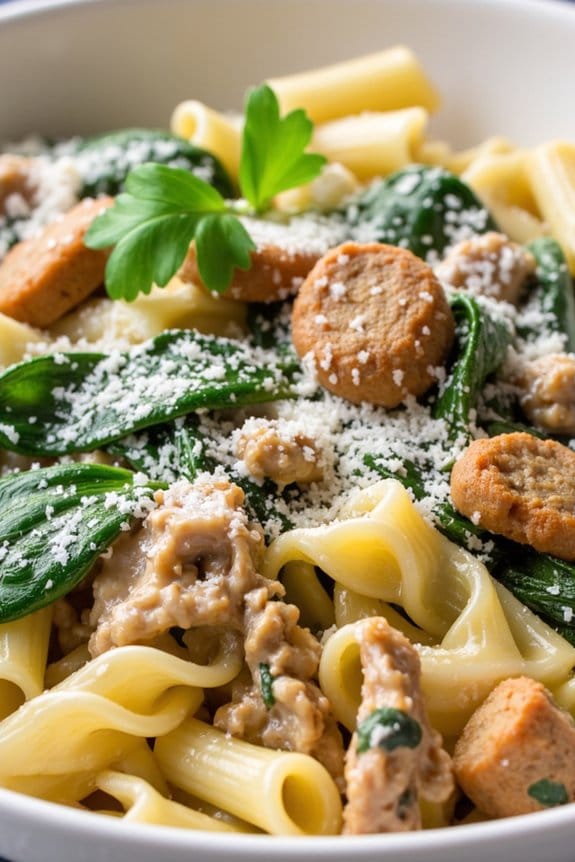 creamy sausage spinach pasta