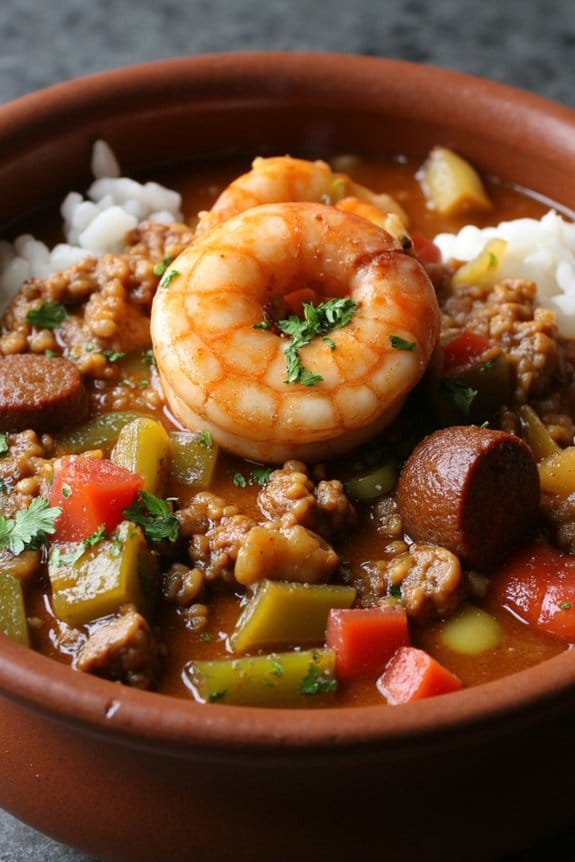flavorful sausage shrimp gumbo