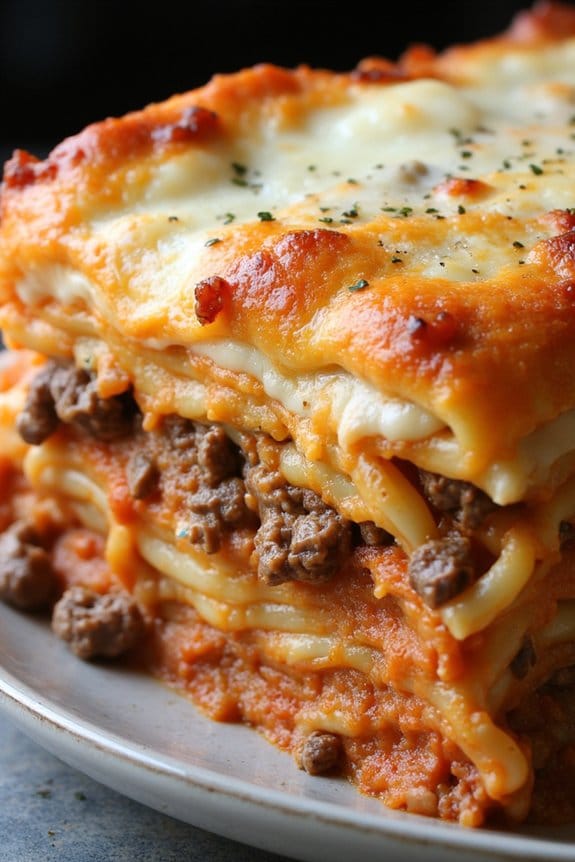 hearty beef and sausage lasagna