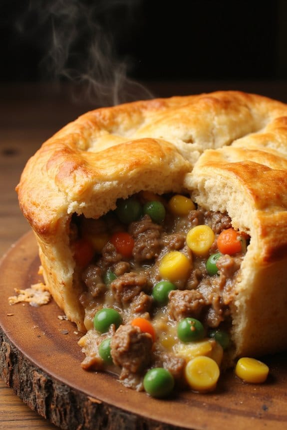 hearty beef sausage pot pie