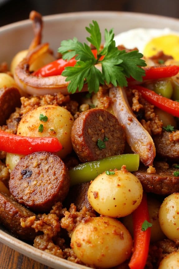 hearty hot sausage hash