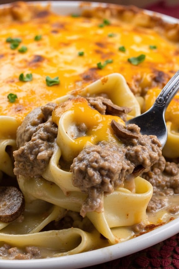 hearty mushroom beef casserole