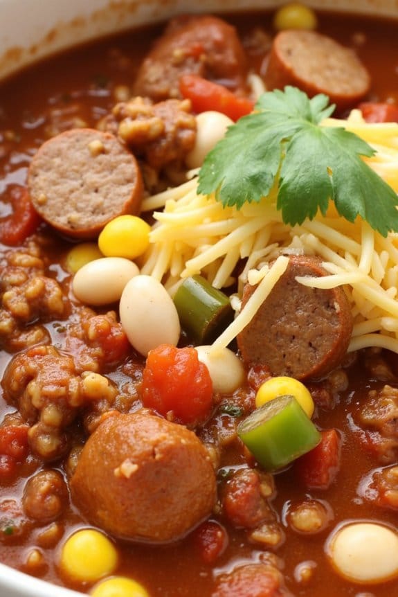 hearty sausage and bean chili