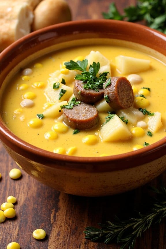 hearty sausage corn chowder