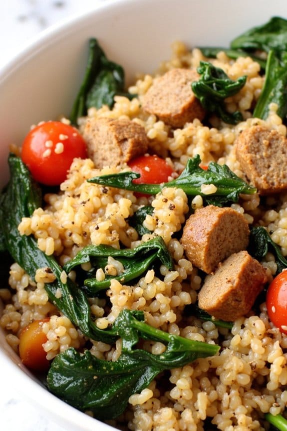 hearty sausage kale quinoa