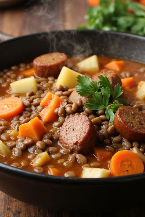 hearty sausage lentil stew