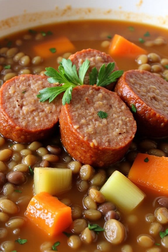 hearty sausage lentil stew