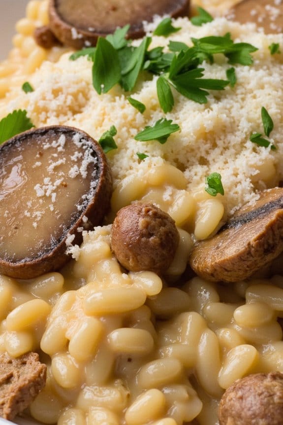hearty sausage mushroom risotto