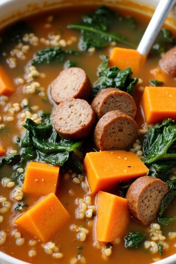 hearty sausage quinoa soup