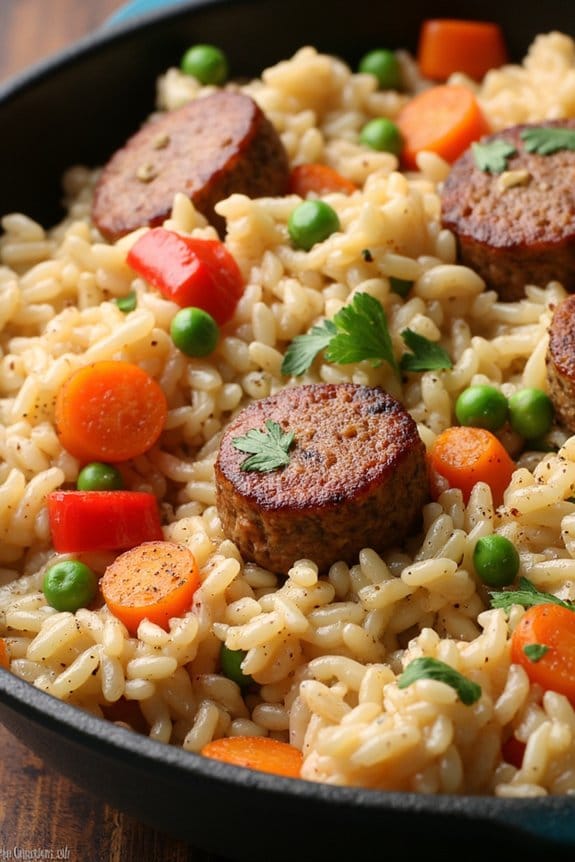 hearty sausage rice skillet