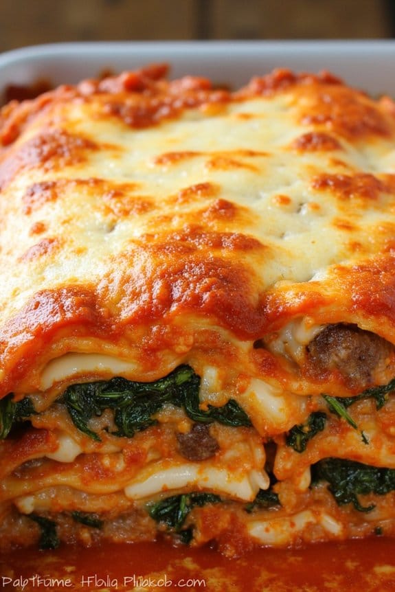 hearty sausage spinach lasagna
