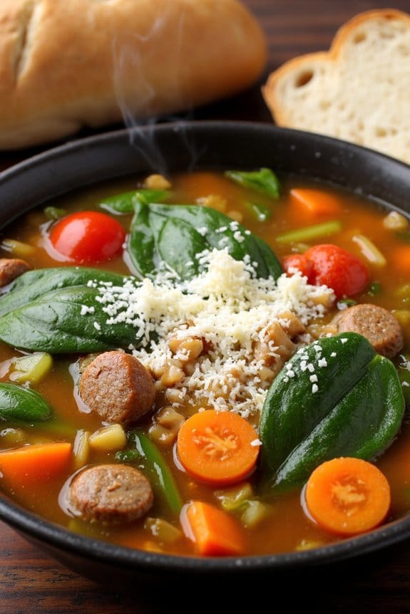 hearty sausage spinach soup