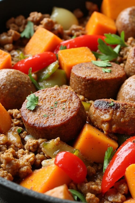 hearty sausage sweet potato hash