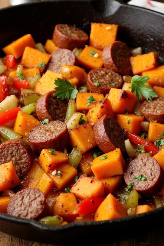 hearty sausage sweet potato hash