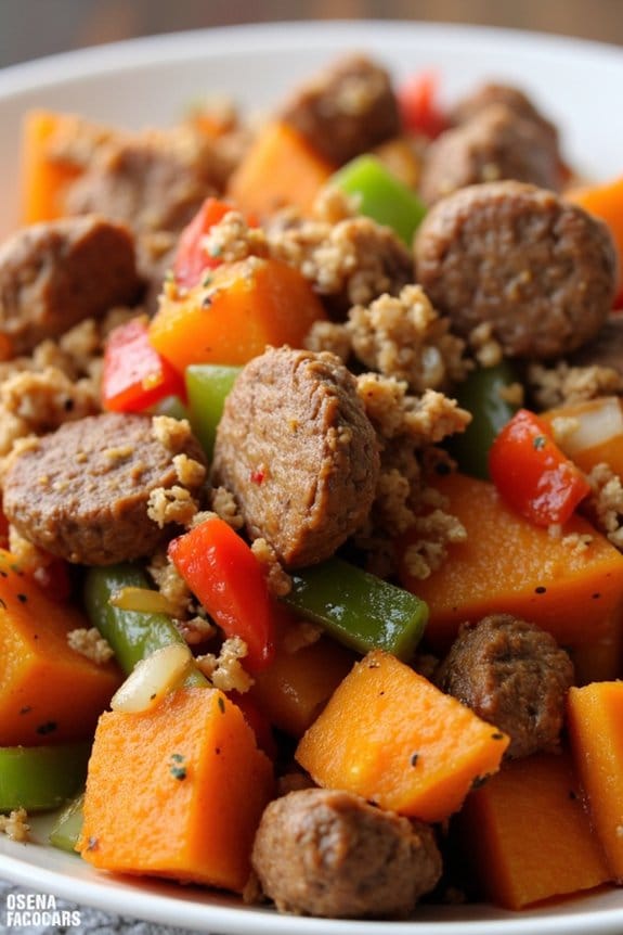 hearty sausage sweet potato hash
