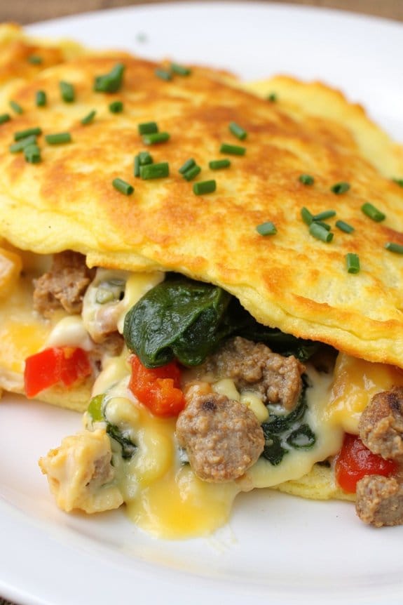 hearty sausage veggie omelet