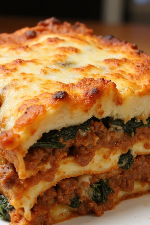 hearty spinach beef lasagna