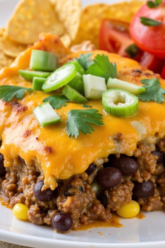 layered beef nacho casserole