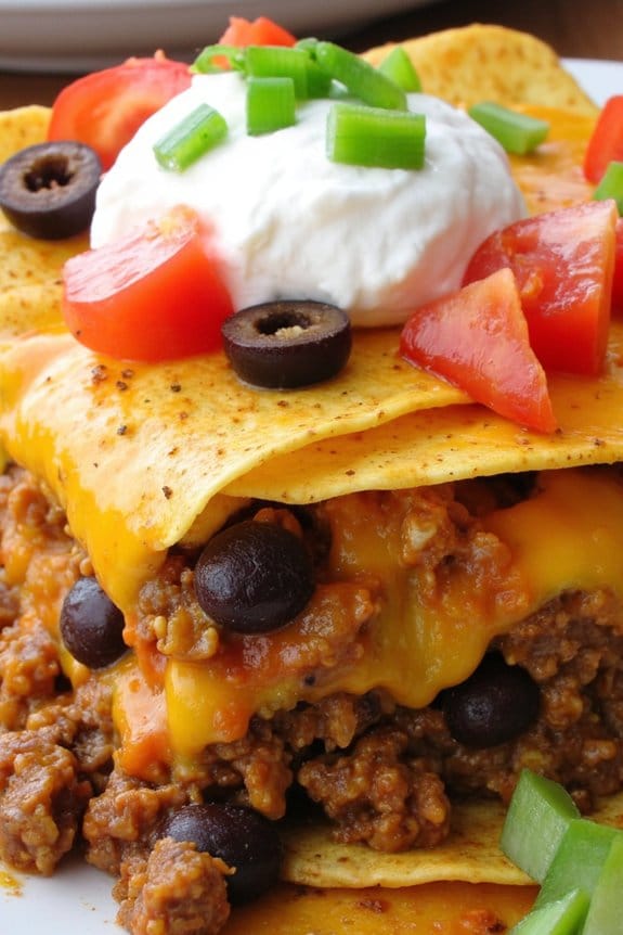 layered beef taco casserole