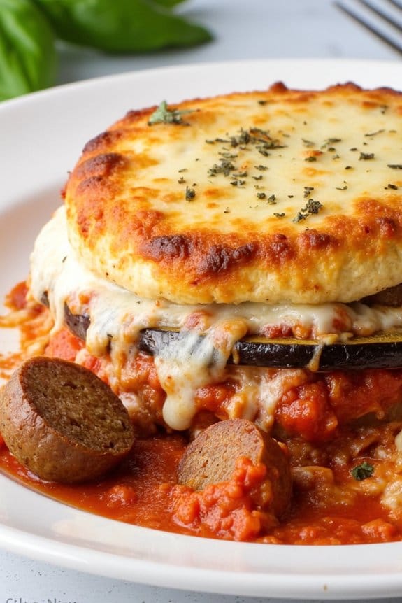 low carb sausage eggplant dish