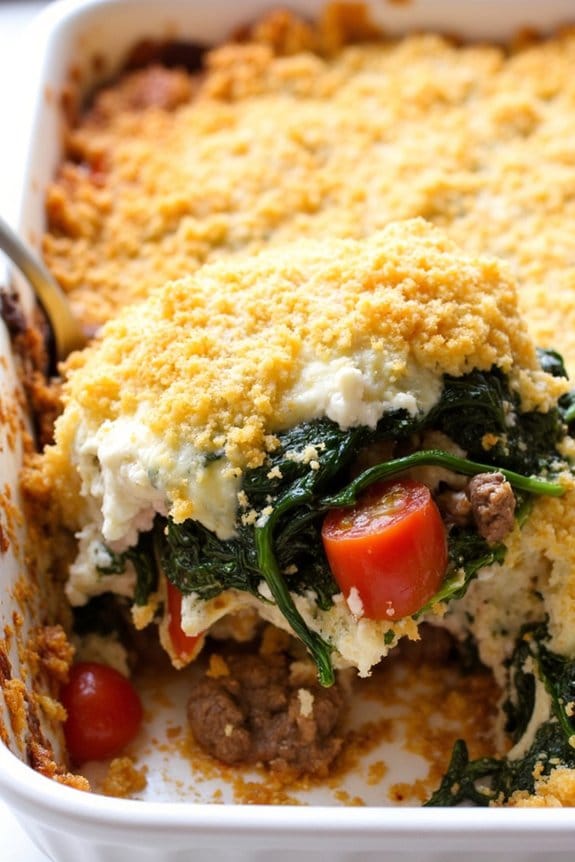 mediterranean beef spinach casserole