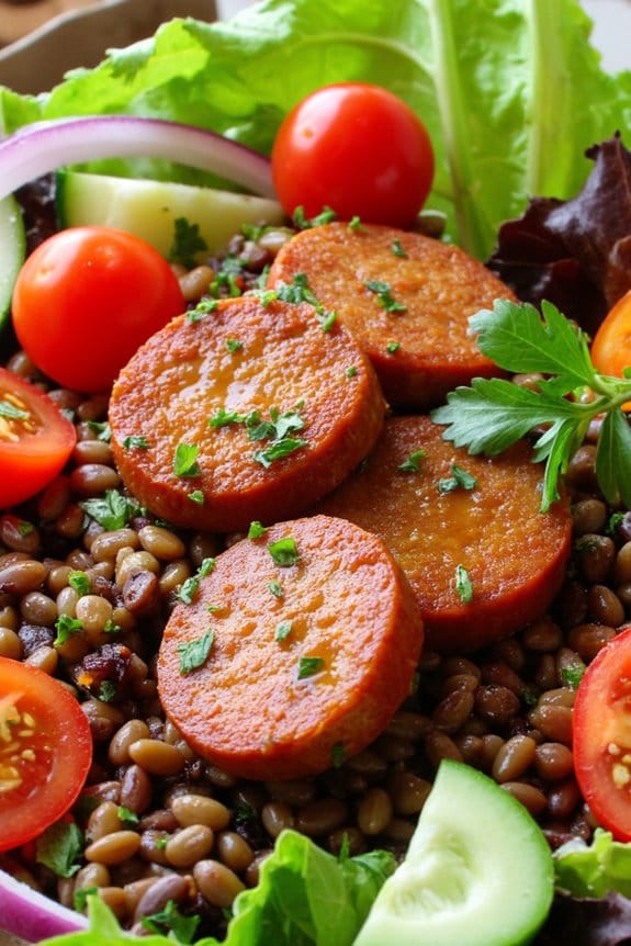 nutritious sausage lentil salad