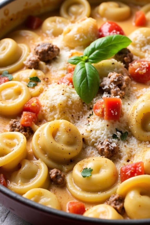 one pot cheesy sausage tortellini