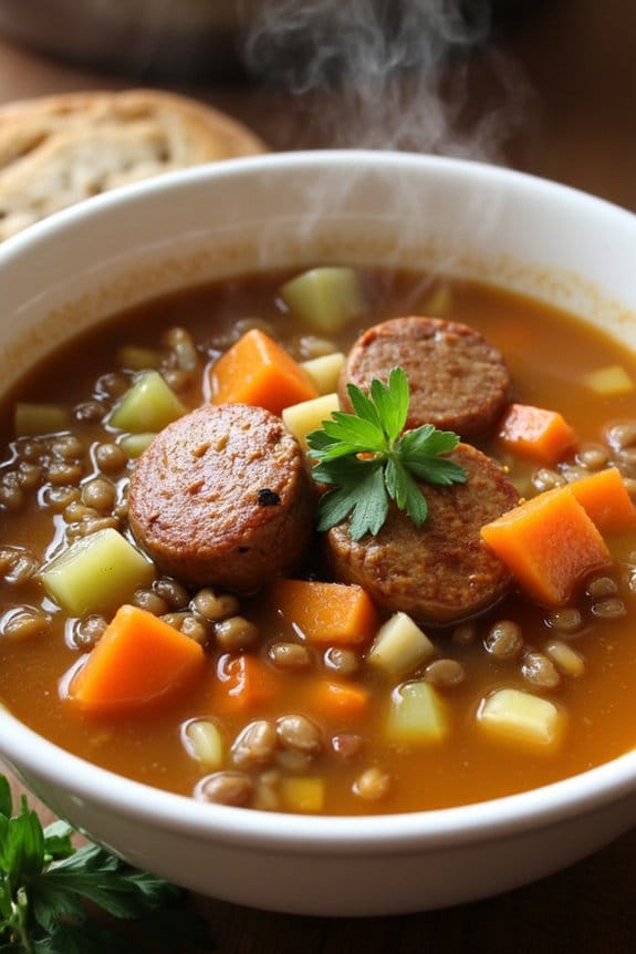 one pot sausage lentil soup