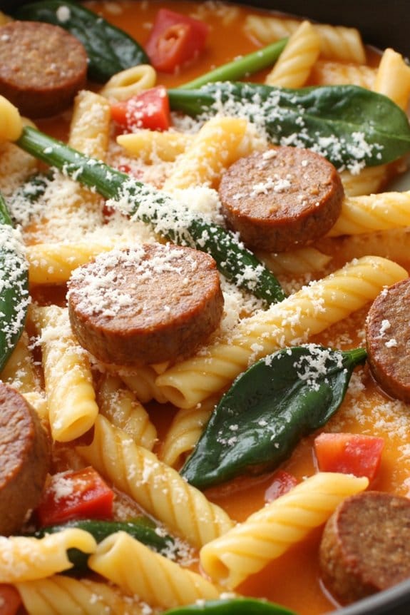 one pot sausage spinach pasta