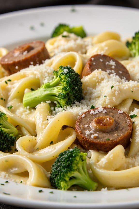 sausage and broccoli alfredo