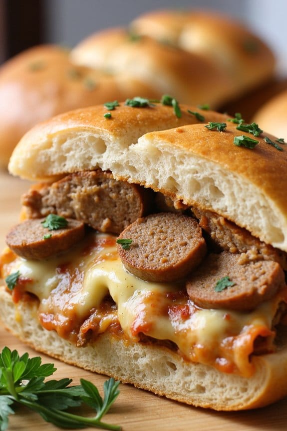 sausage and herb stuffed bread