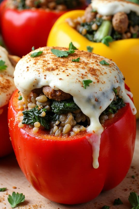 sausage and kale stuffed peppers