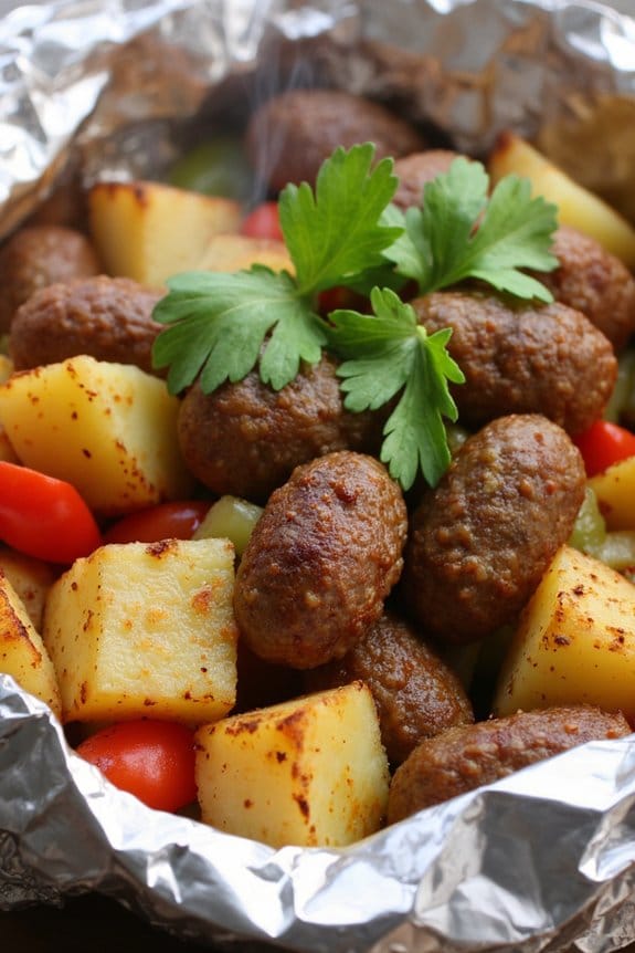 sausage and potato foil packets