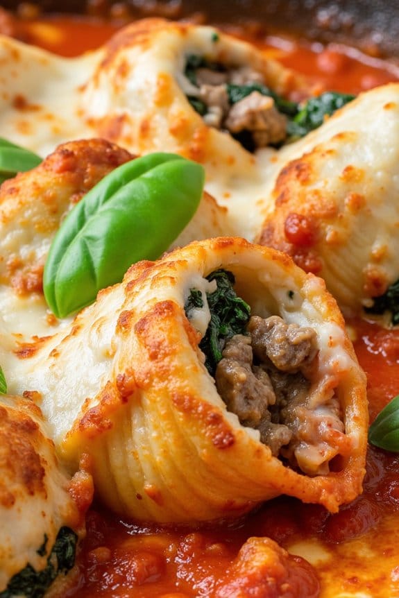 sausage and spinach stuffed shells