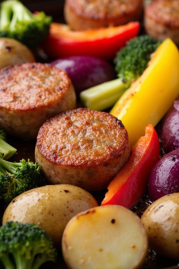 sausage and vegetable roasting