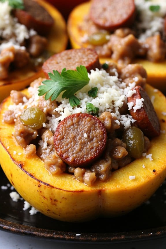 sausage apple stuffed squash