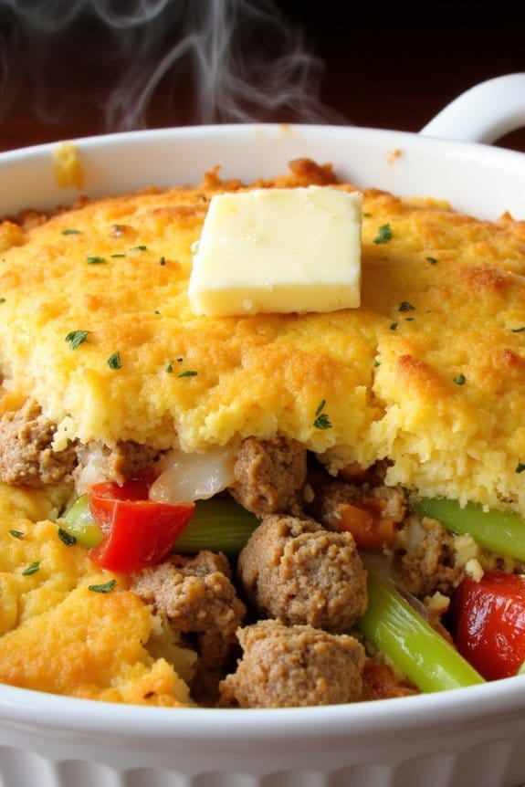 sausage cornbread casserole delight