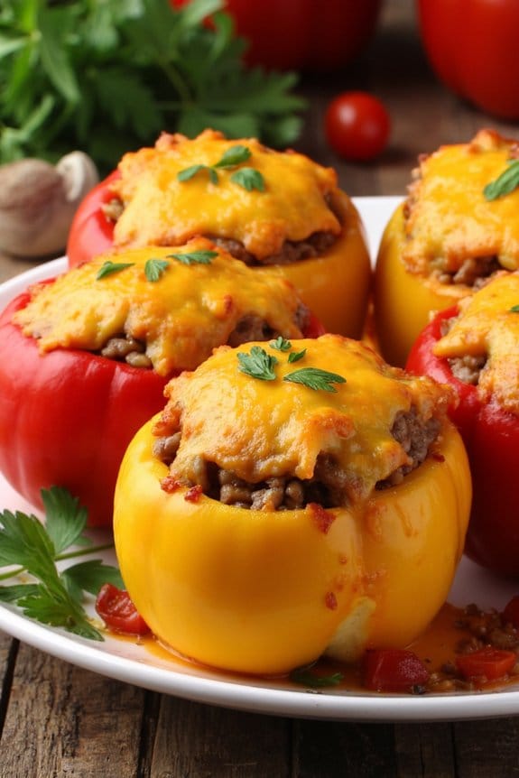 sausage filled baked bell peppers