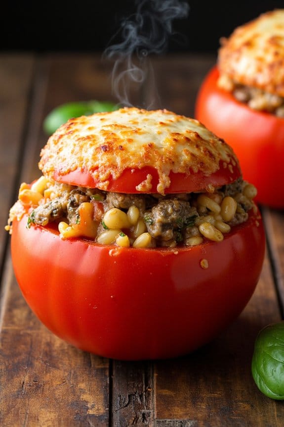sausage filled baked tomatoes recipe
